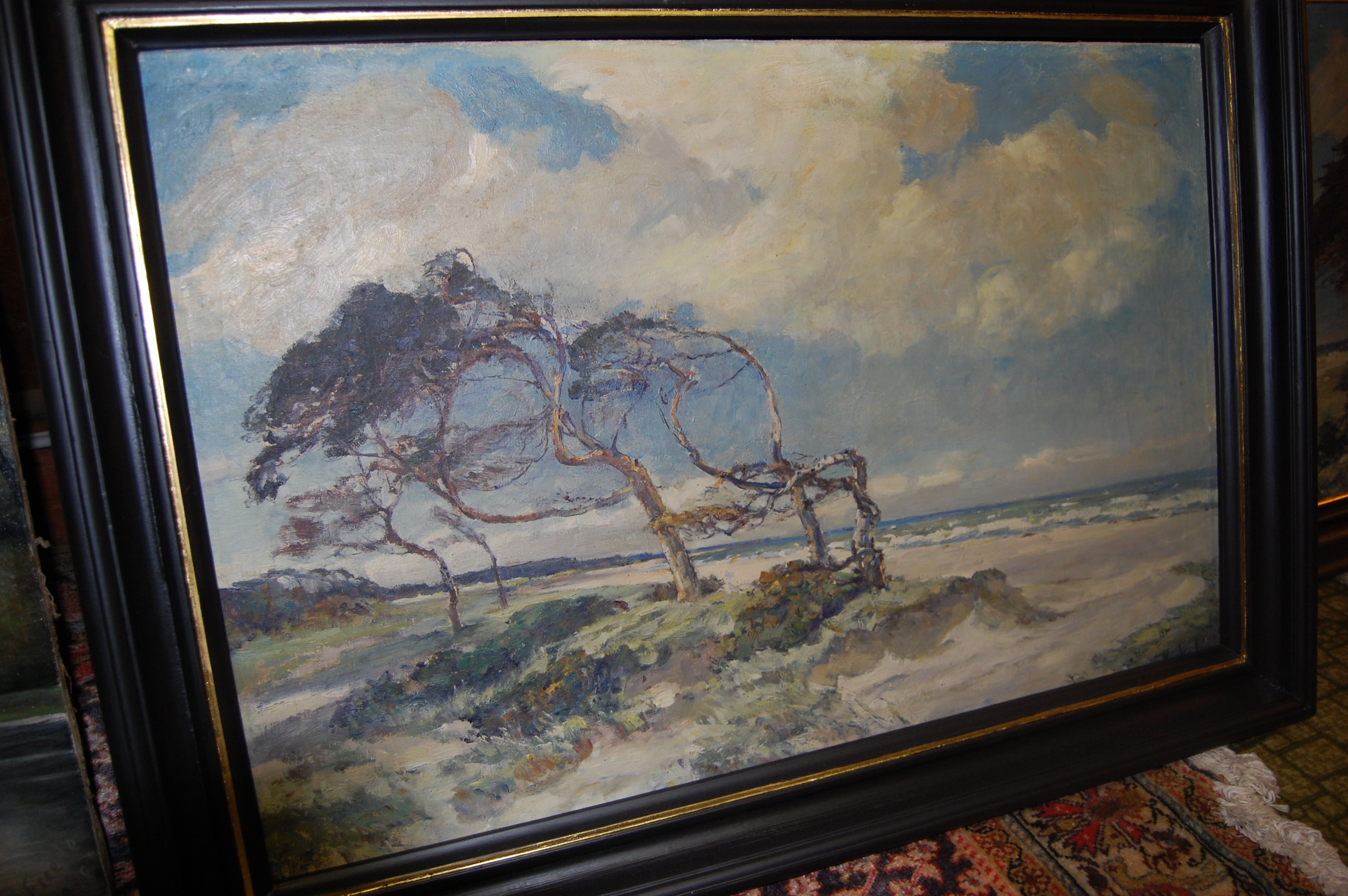 2 large landscape oil on canvas paintings Ed Kesting