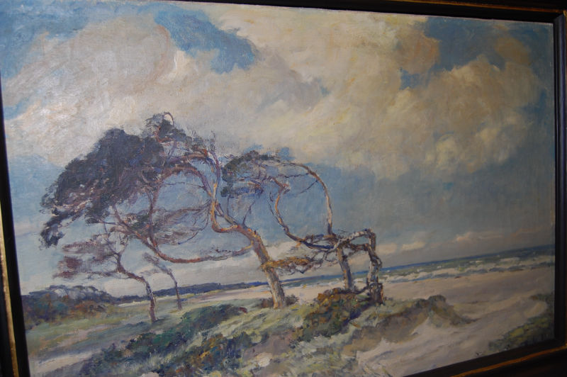 A pair of early 20th century signed paintings of sea shore, oil on canvas, Ed Kesting 