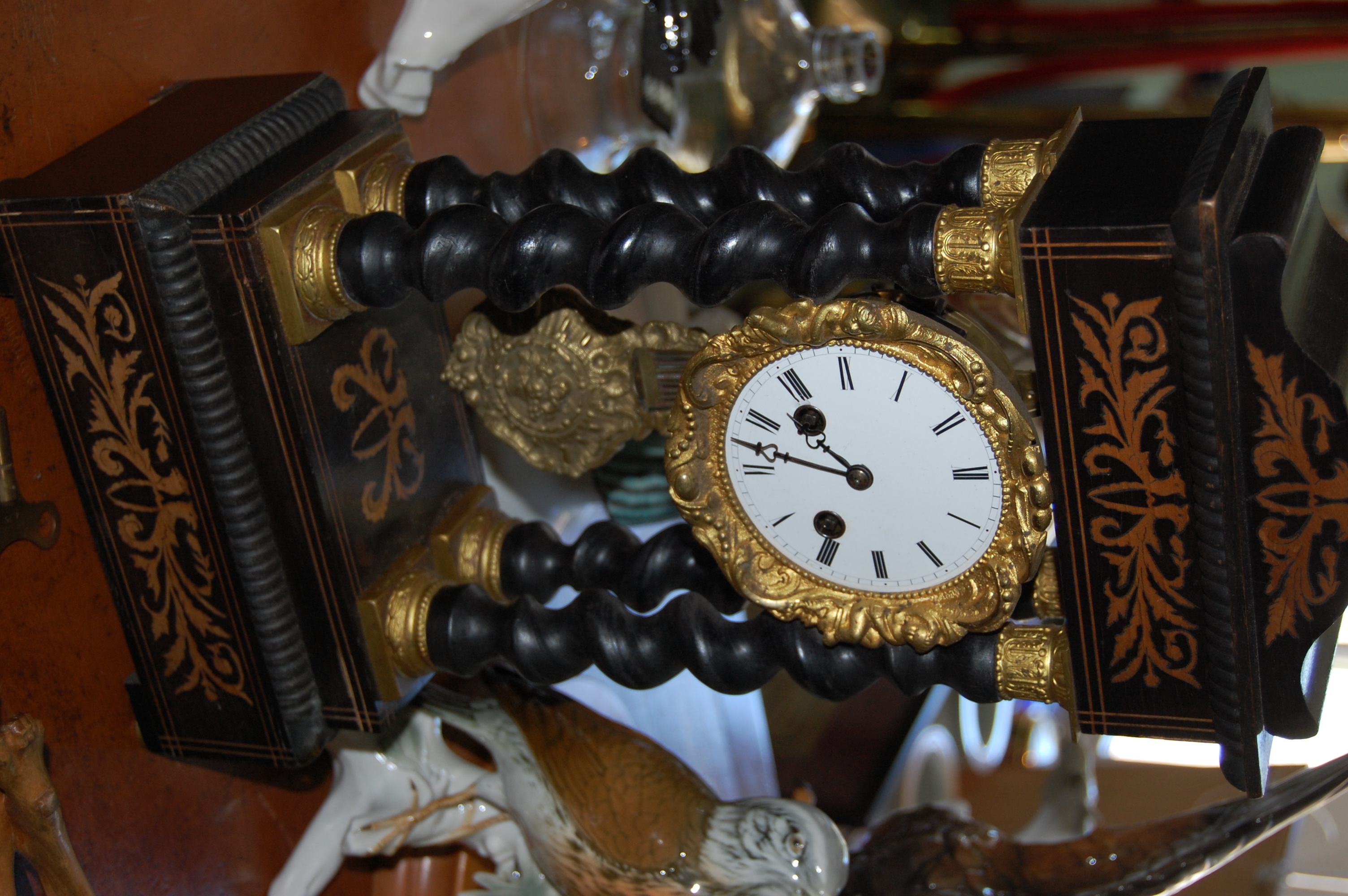 A french Mid 19th century wooden table clock