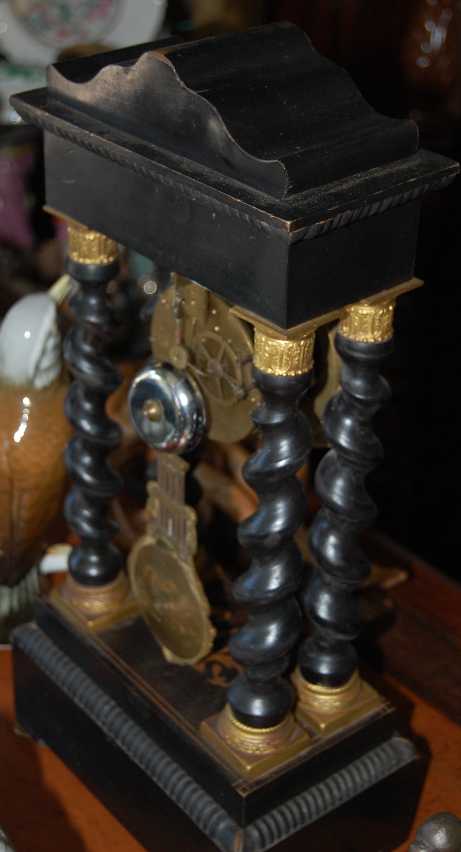 A french Mid 19th century wooden table clock Height: 18 in.' (46 cm), 