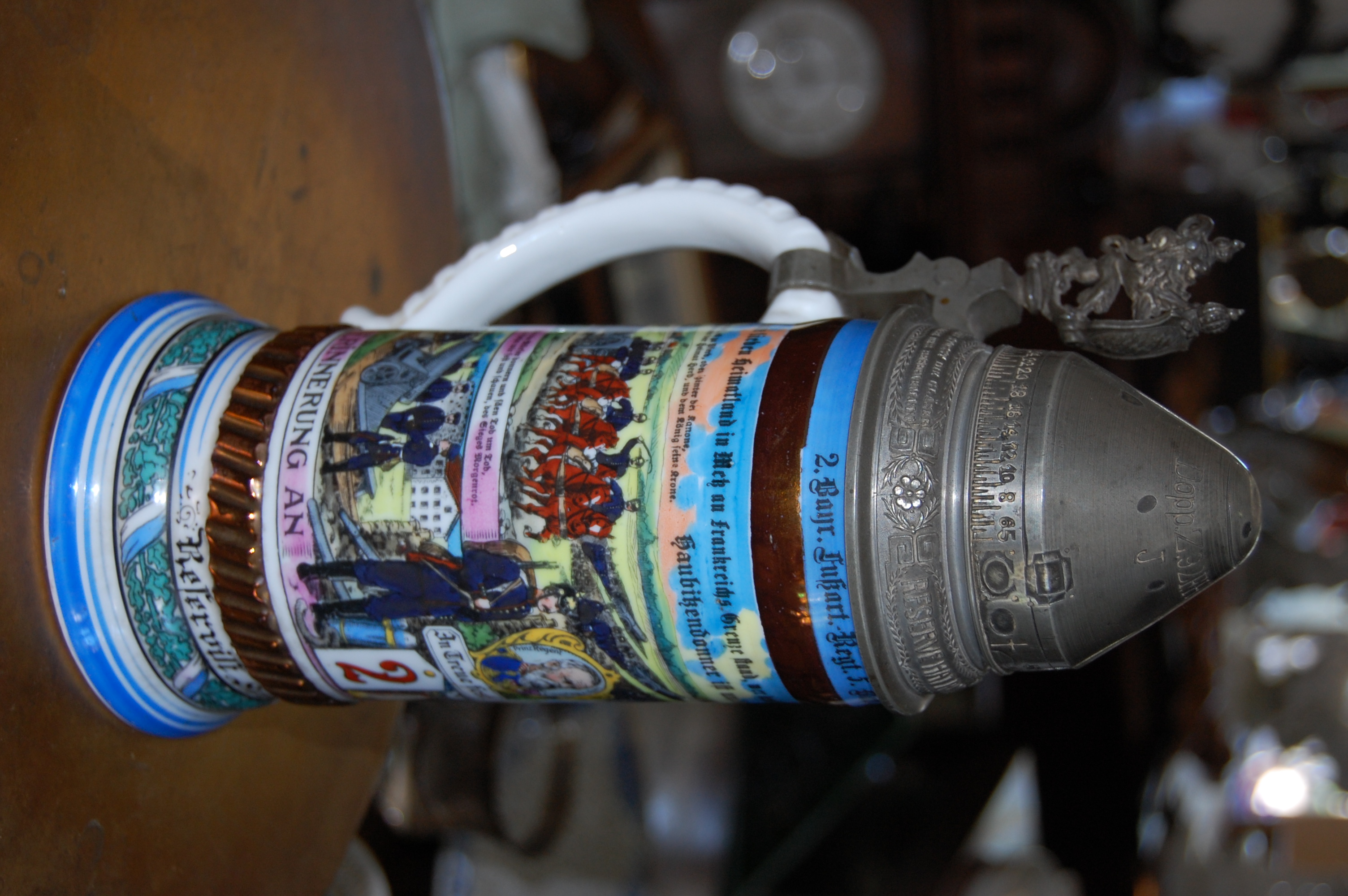 Antique German Artillery WW1 reservist mug, Height: 10.6 in.