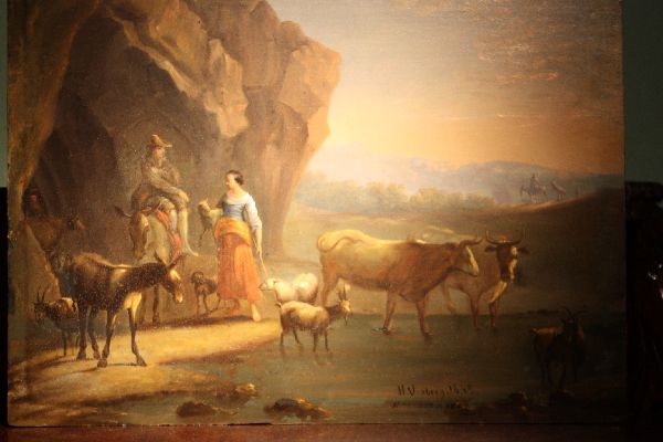 19th century italian landscape painting with people and animals Heinrich Vosberg